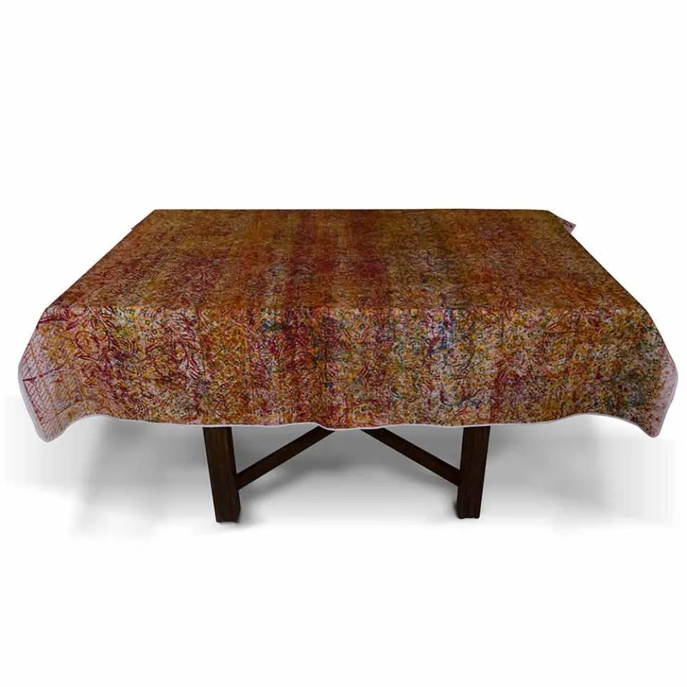 Hochwertige italienische handgefertigte Tischdecke mit handbedruckter Baumwolle