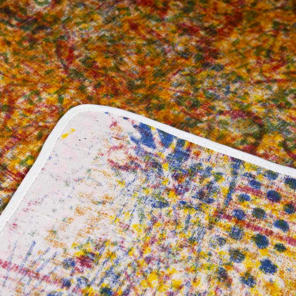 Hochwertige italienische handgefertigte Tischdecke mit handbedruckter Baumwolle