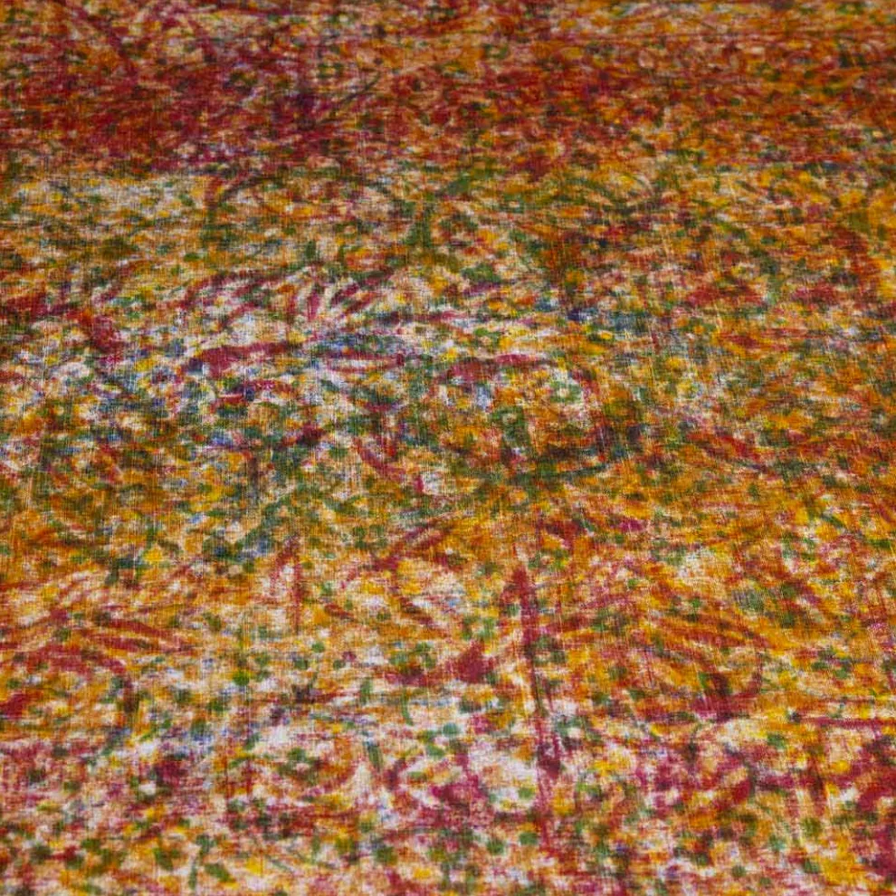 Hochwertige italienische handgefertigte Tischdecke mit handbedruckter Baumwolle