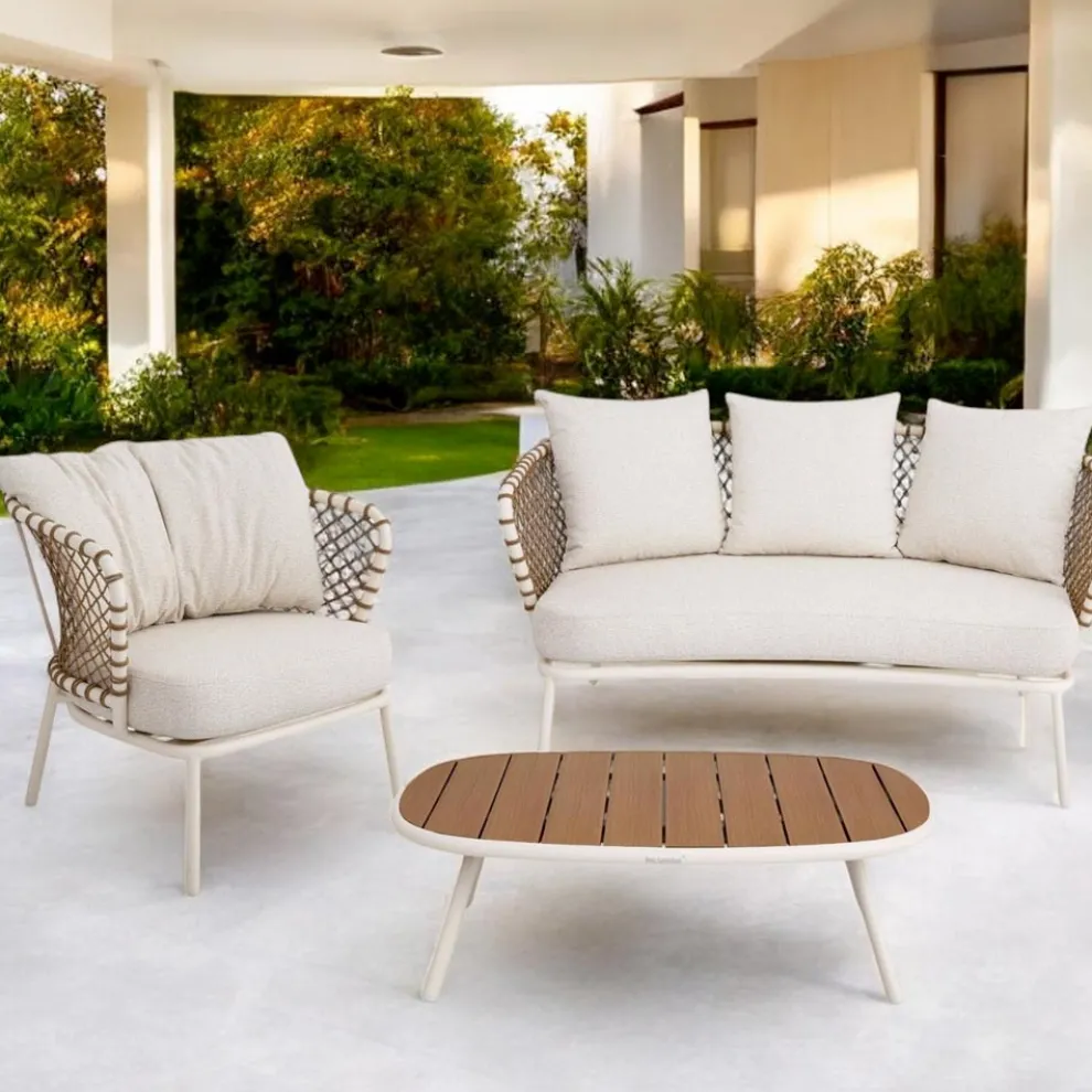 Outdoor Lounge mit Aluminiumrahmen und Seilrückenlehne - Skyline