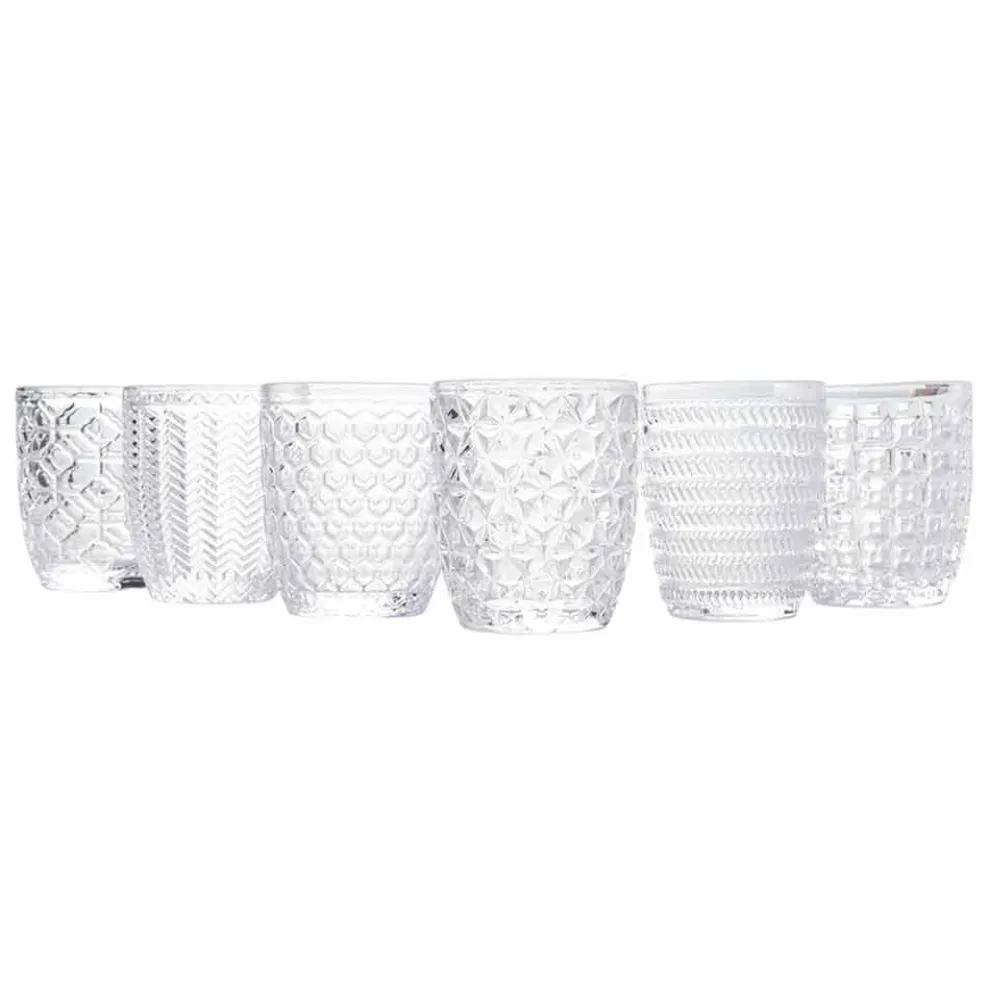 Dekorierte transparente Glaswassergläser, moderner Service 12 Stück - Mix