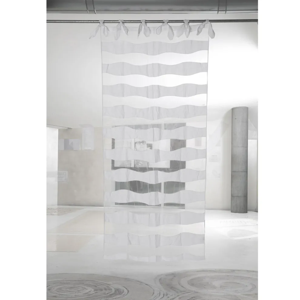 Vorhang aus weißem Leinen und Organza mit Stickerei von elegantem Design - Oceanomare