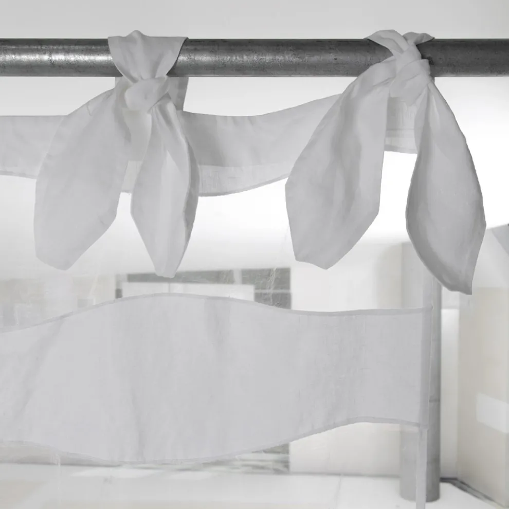 Vorhang aus weißem Leinen und Organza mit Stickerei von elegantem Design - Oceanomare