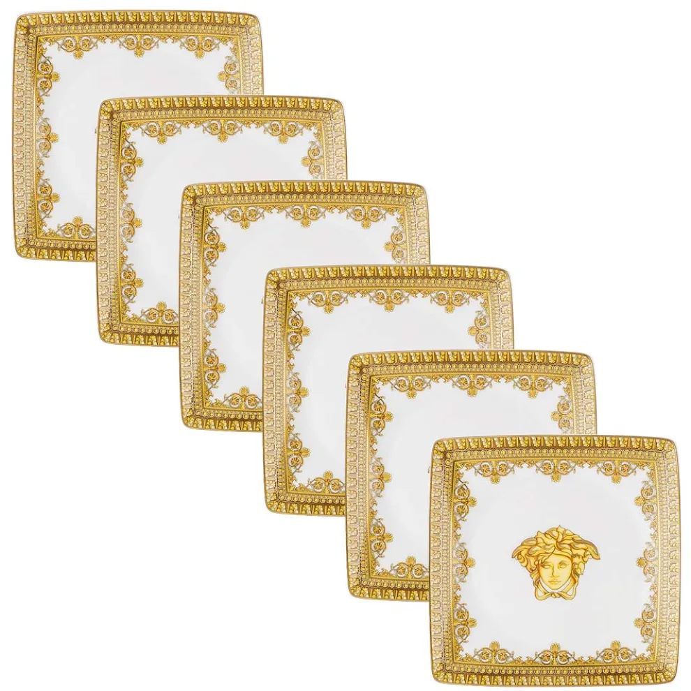 Rosenthal Versace I Love Baroque 6 flache, quadratische Porzellanschalen - Barock