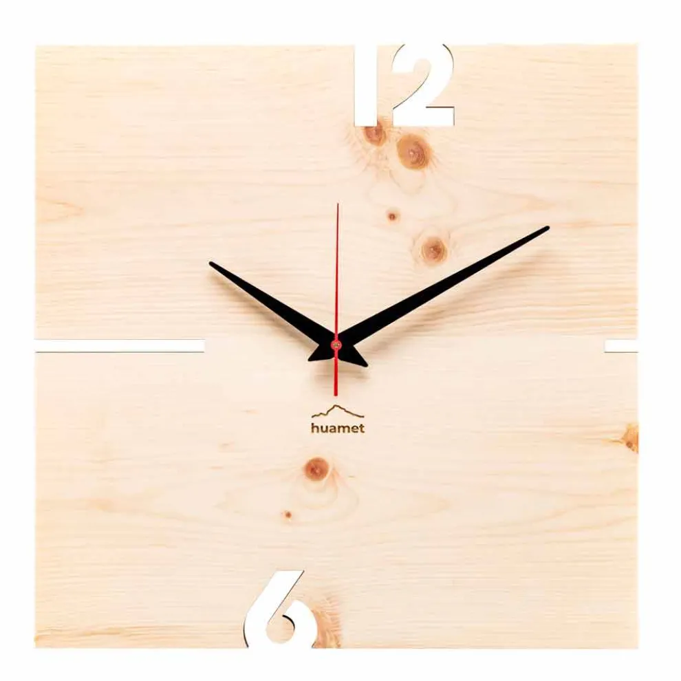 Quadratische Wanduhr aus Eiche, Kiefer oder Walnuss Made in Italy - Bethel