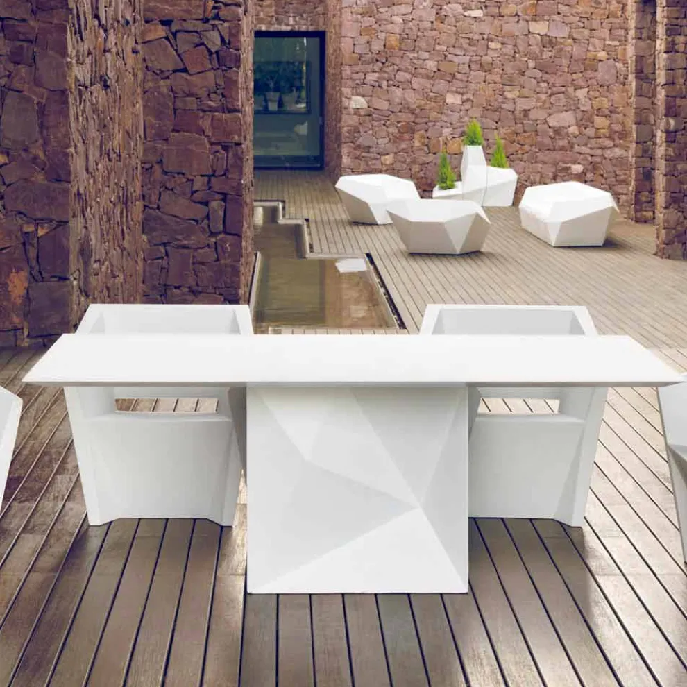 Vondom Faz weiß lackierter Außentisch, 200x100 cm, modernes Design