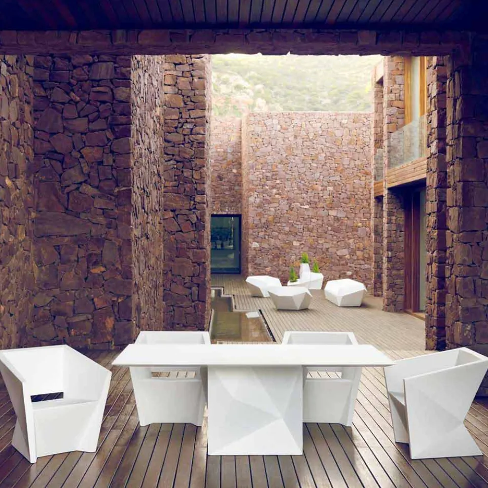 Vondom Faz weiß lackierter Außentisch, 200x100 cm, modernes Design