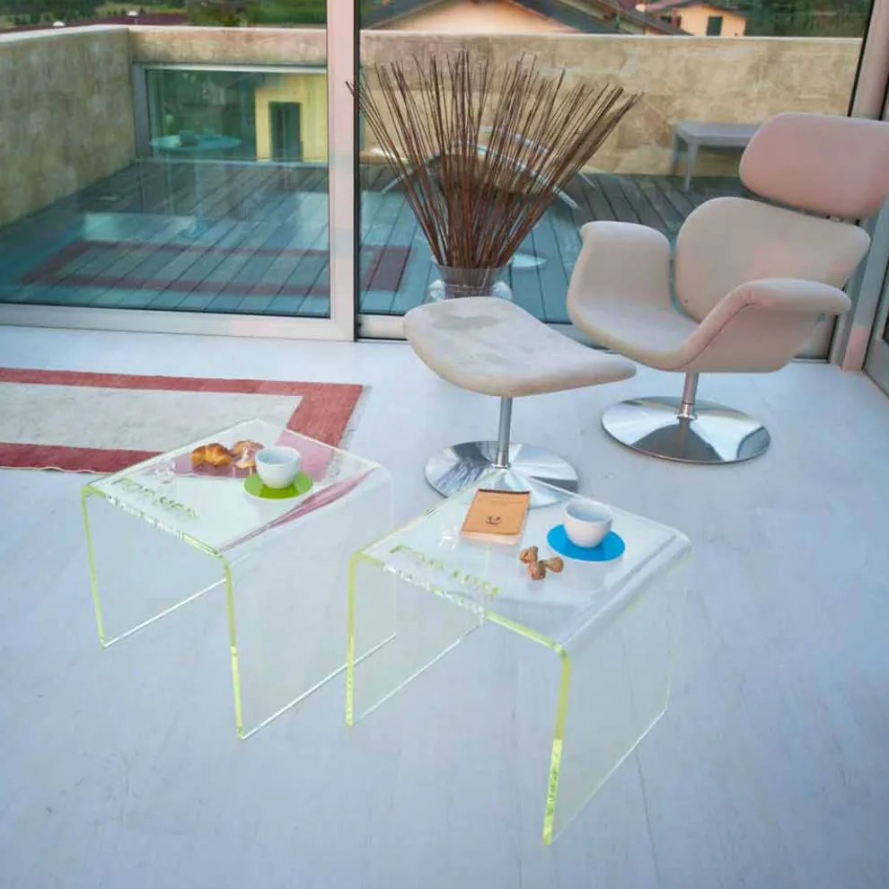 Set aus 2 Nachttischen im modernen Design aus Methacrylat Made in Italy - Leielui