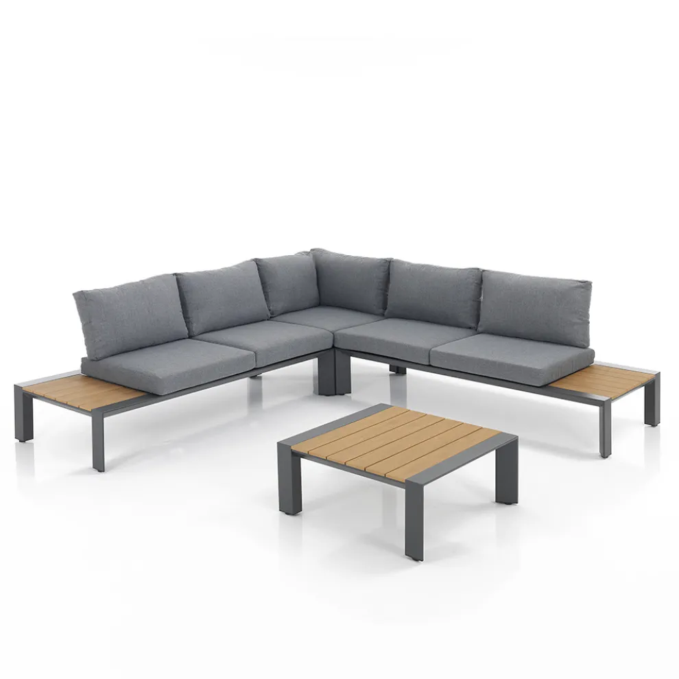 Ecksofa mit Couchtisch für draußen und drinnen aus Aluminium – Mettre