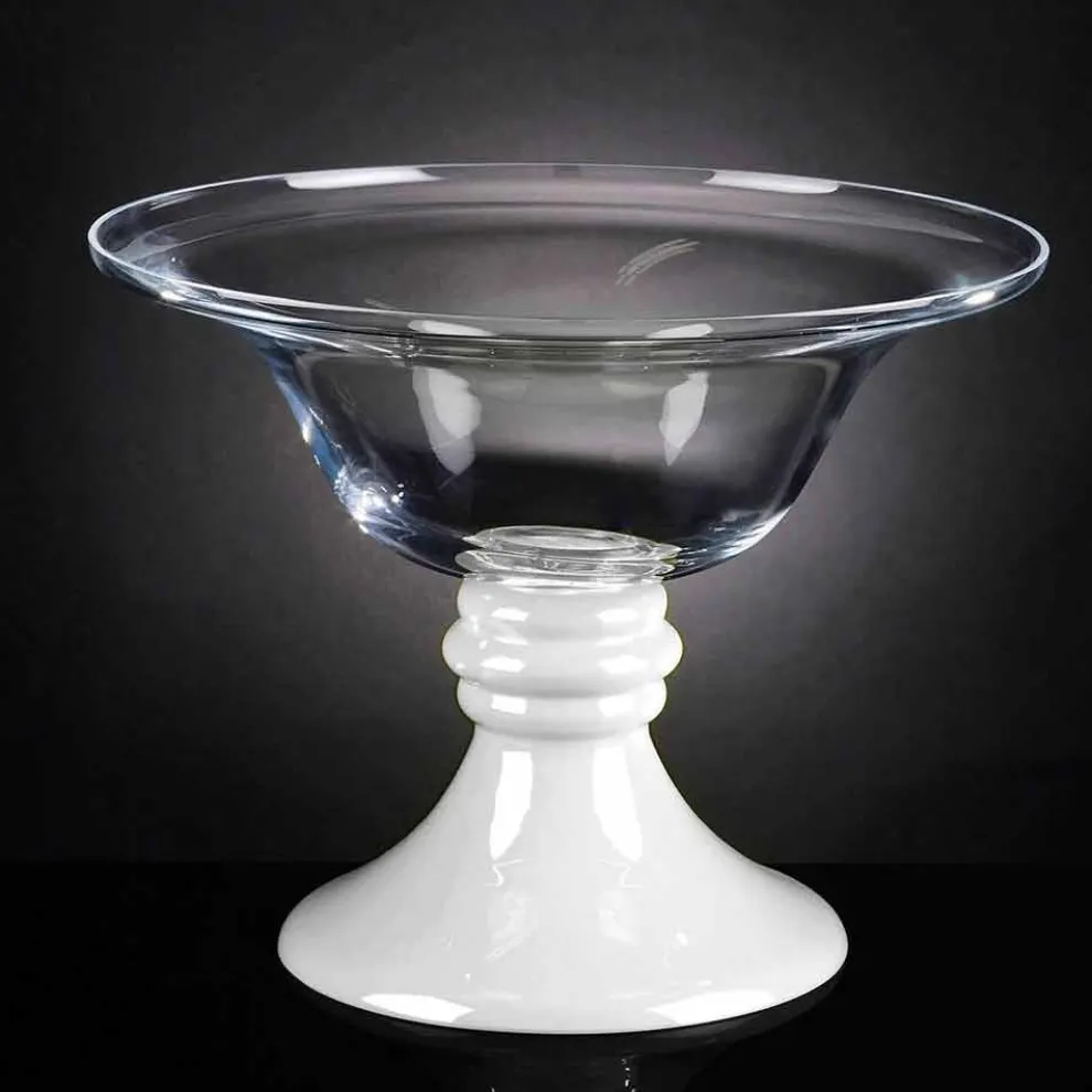 Elegante Indoor-Vase aus weißem und transparentem Glas Made in Italy - Allegra