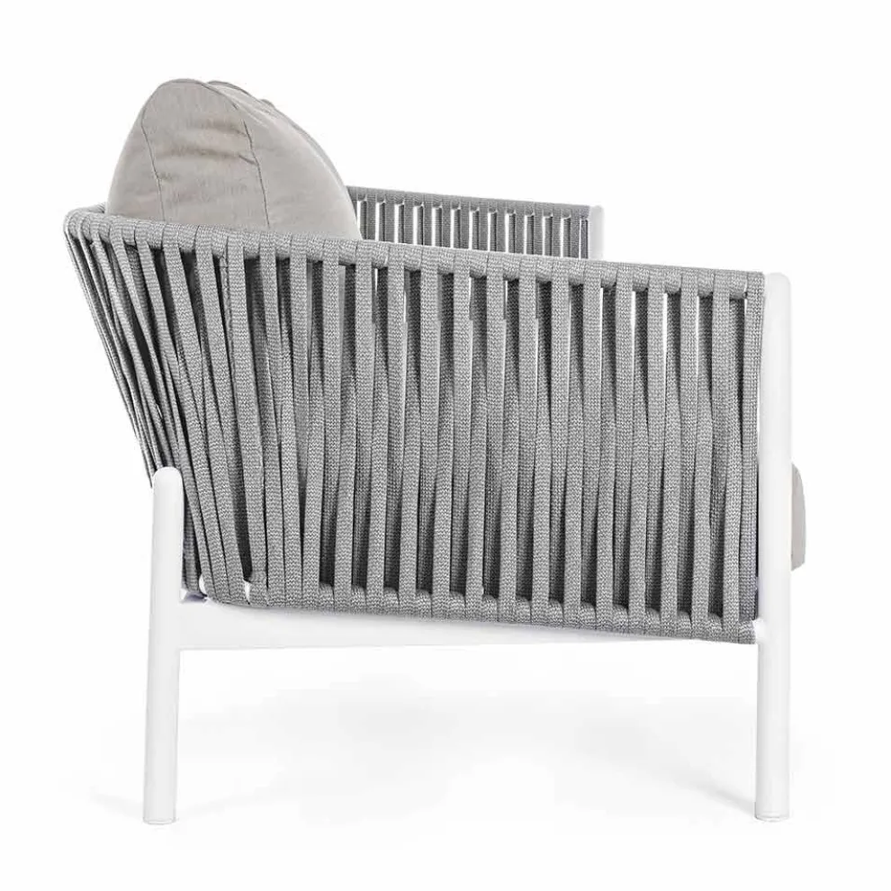 Homemotion - Rubio 3-Sitzer Outdoor Design Sofa in Weiß und Grau