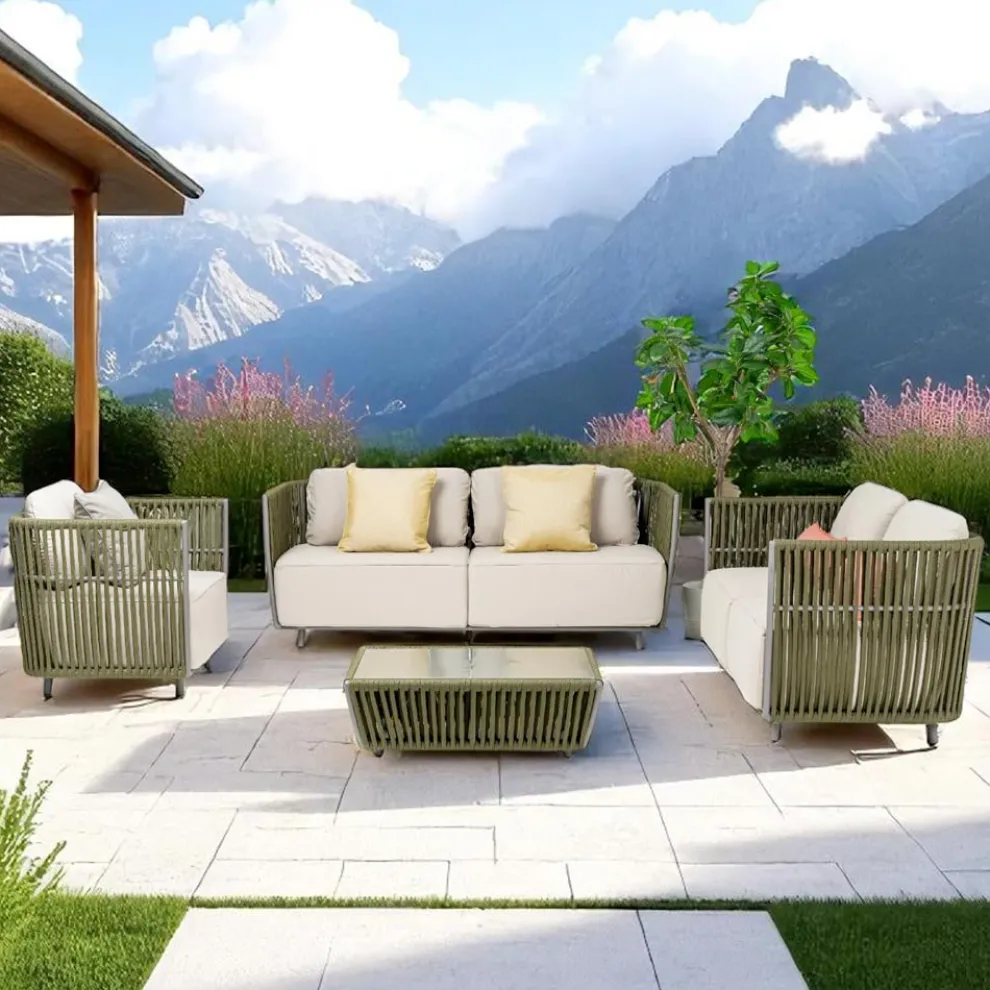 Lounge im Freien aus Aluminium und gewebtem Stoff - Eugene