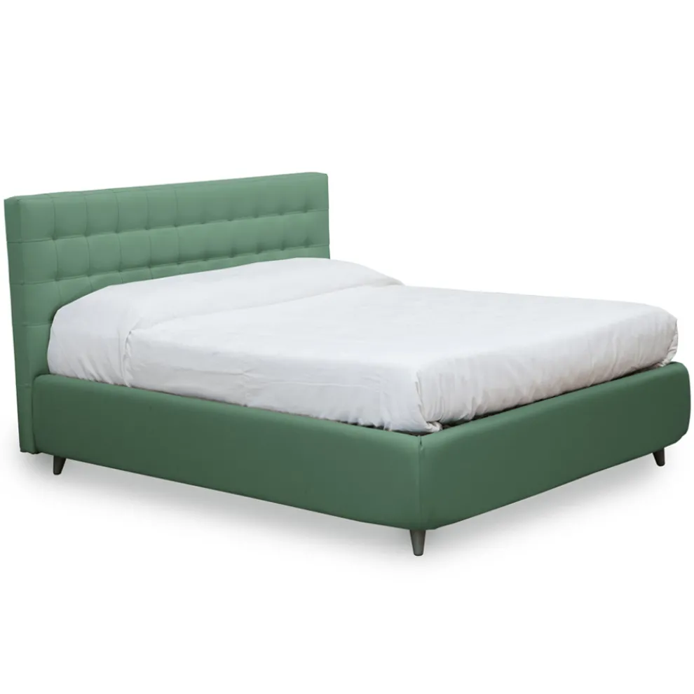 Doppelbett mit Kopfteil aus Öko-Leder oder Stoff, hergestellt in Italien – Buddy