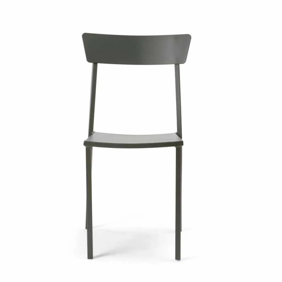 Stapelbarer Gartenstuhl aus lackiertem Metall Made in Italy, 4 Stück - Tüll