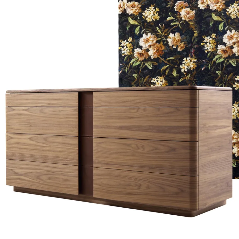 Design Kommode aus Massivholz und Leder Grilli York made in Italy