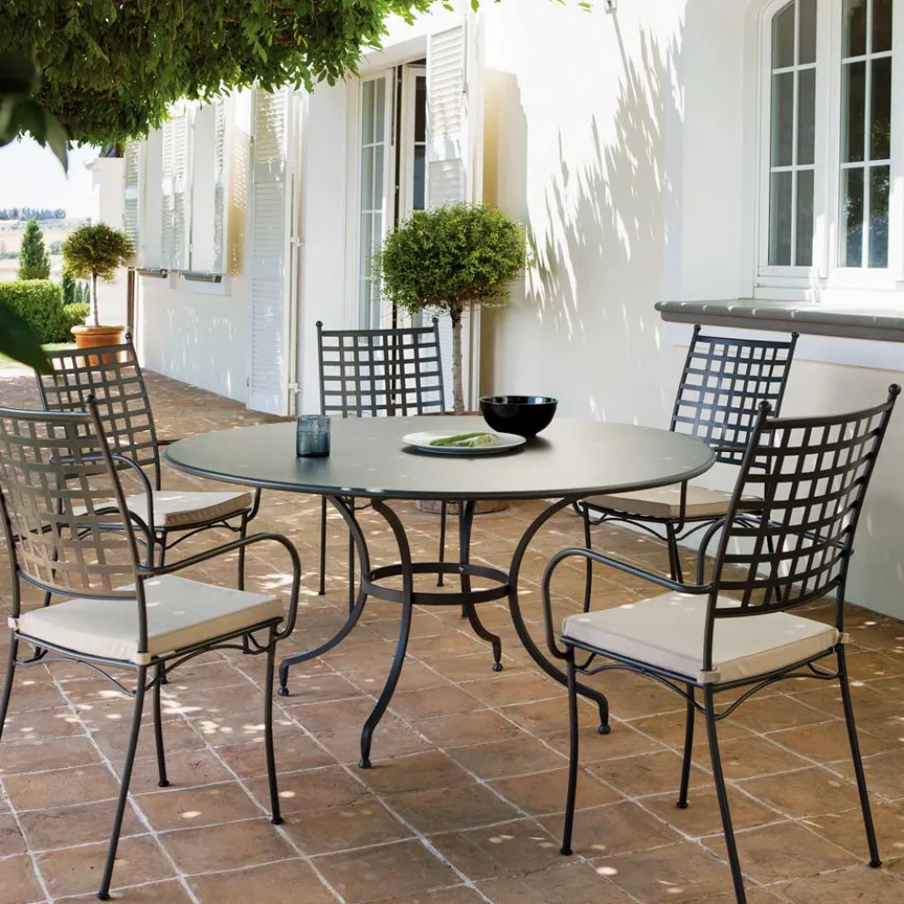 Runder Gartentisch aus verzinktem Stahl Made in Italy - Sibo