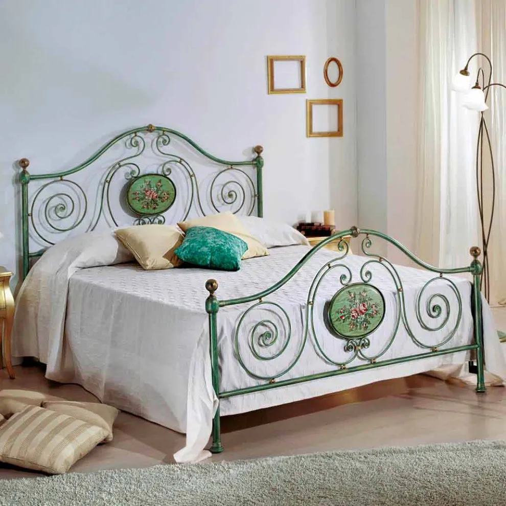 Doppelbett aus Schmiedeeisen mit Dekorationen Rachael 160x190 cm
