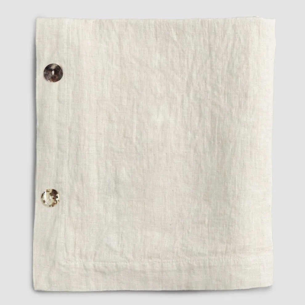 Modulare Tischdecke aus farbigem Leinen mit Knopflöchern und 10 Knöpfen - Mediterranea