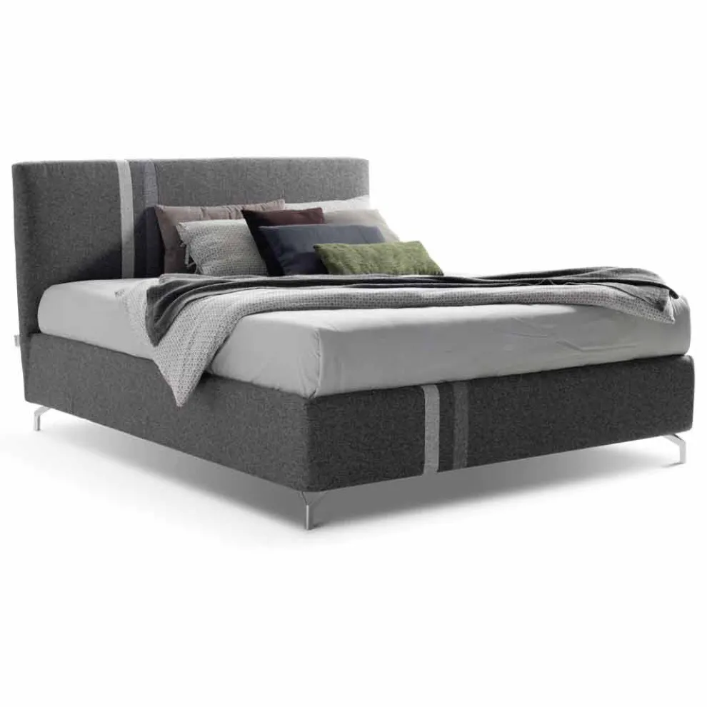 Stoff Doppelbett mit Behälter Made in Italy - Paolo