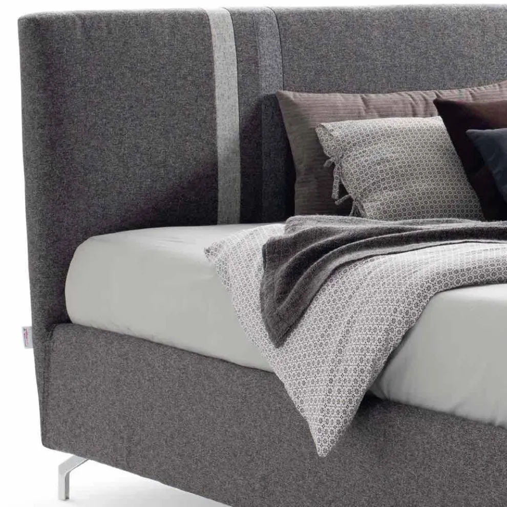 Stoff Doppelbett mit Behälter Made in Italy - Paolo