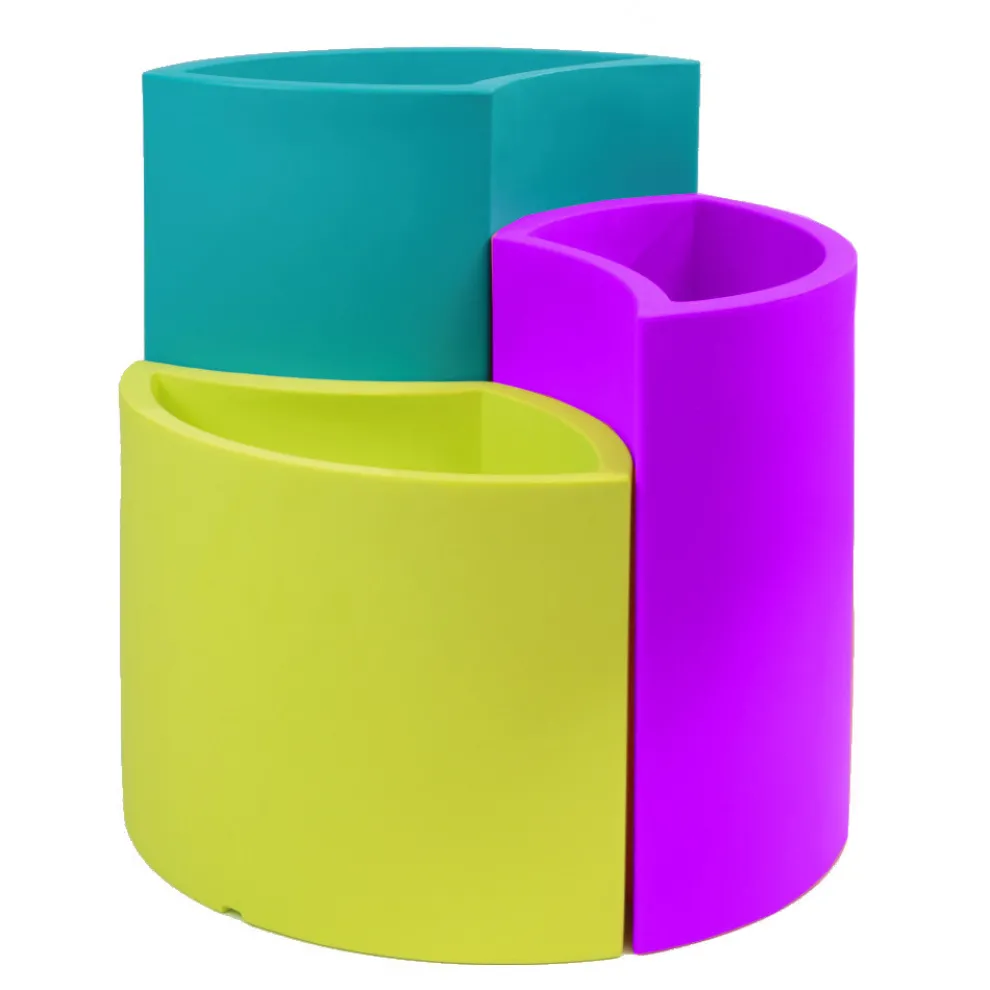 Modulare Vasen aus farbigem Polyethylen Made in Italy 3 Stück - Blumen