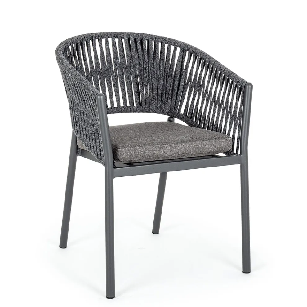 Stapelbarer Gartenstuhl mit Stoffsitz, Homemotion 4 Stück - Aleandro