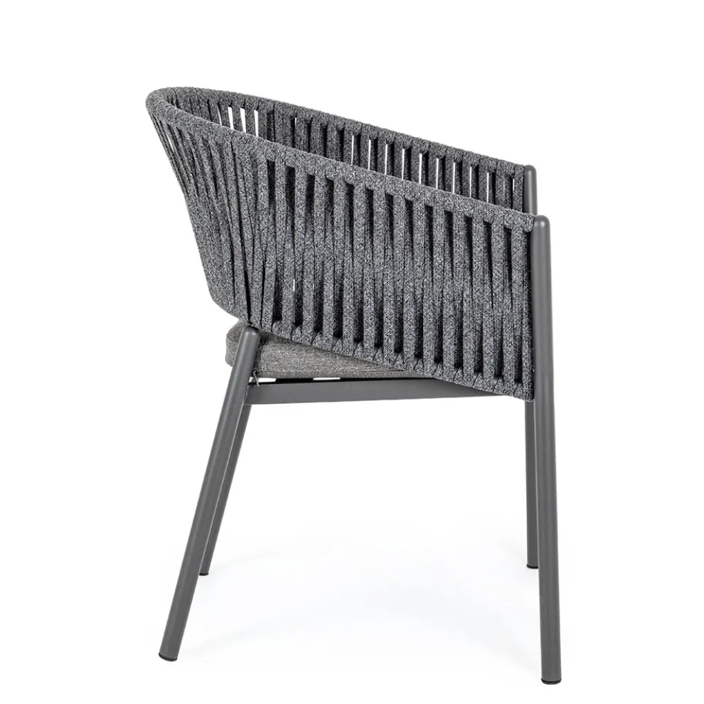 Stapelbarer Gartenstuhl mit Stoffsitz, Homemotion 4 Stück - Aleandro