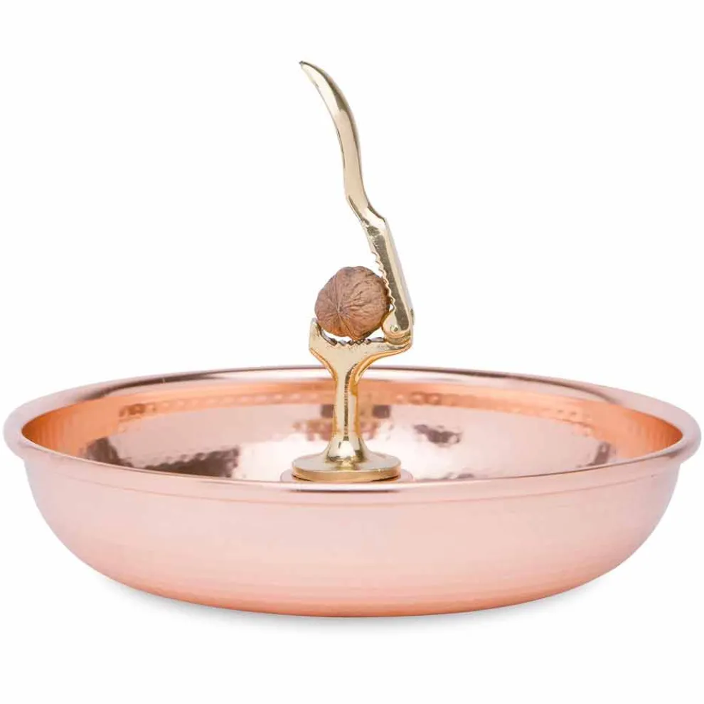 Nussknacker Tablett aus massivem Kupfer handgefertigtes Design 28 cm - Paronzo