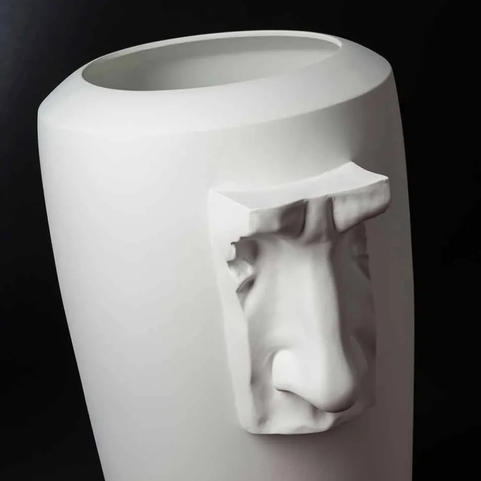 Hohe Indoor-Vase aus weißer Keramik, handgefertigt in Italien - Capuano