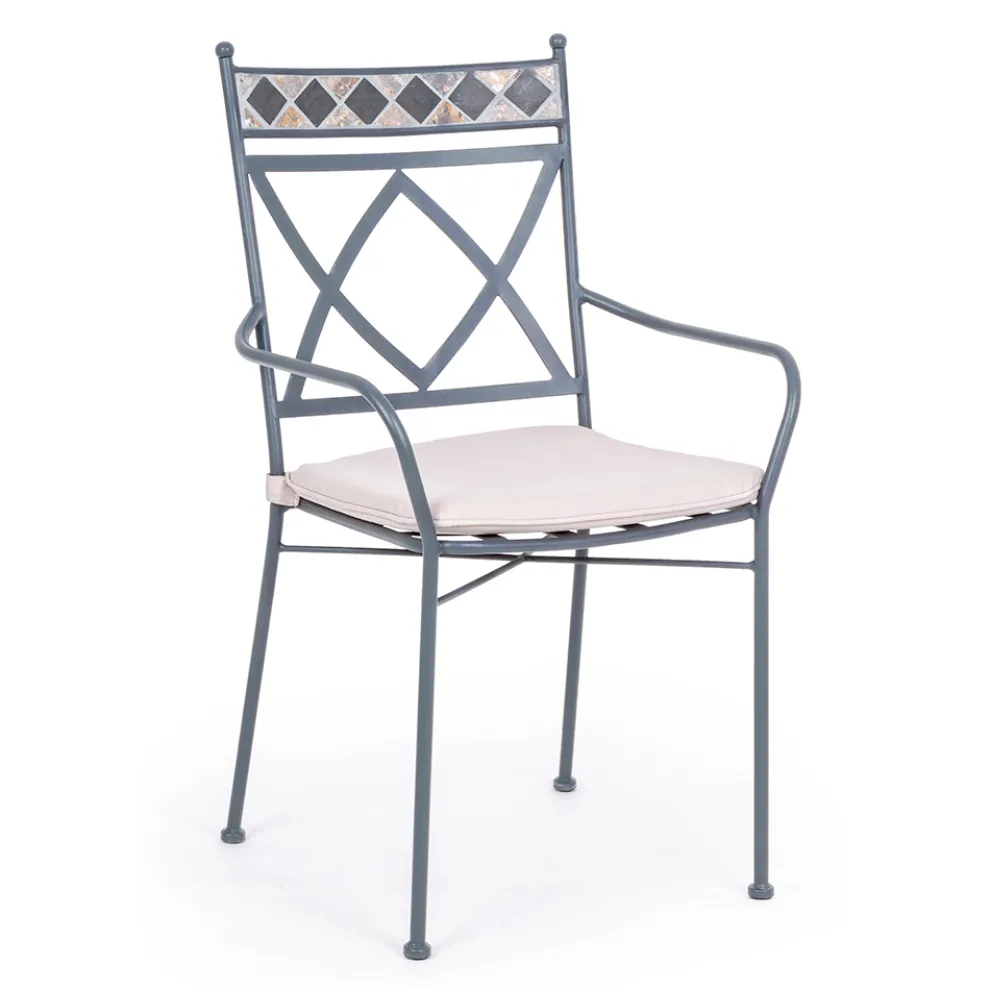 Stapelbarer Gartenstuhl aus Stahl mit oder ohne Armlehnen - Letizia