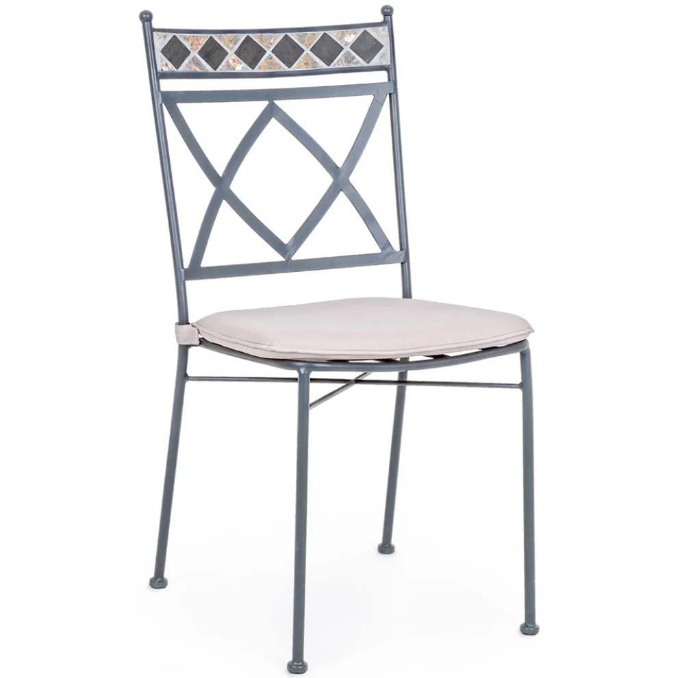 Stapelbarer Gartenstuhl aus Stahl mit oder ohne Armlehnen - Letizia