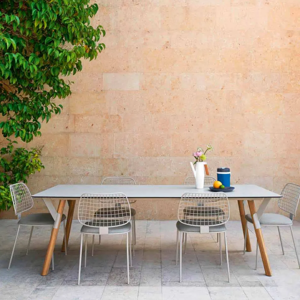 Ausziehtisch Tischbeine aus Teak H 75 cm Varaschin Link