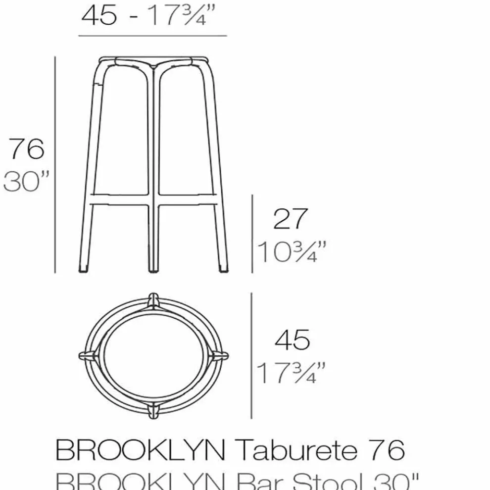 Barhocker Brooklyn von Vondom aus Polypropylen mit Glasfaser, 4 Stück