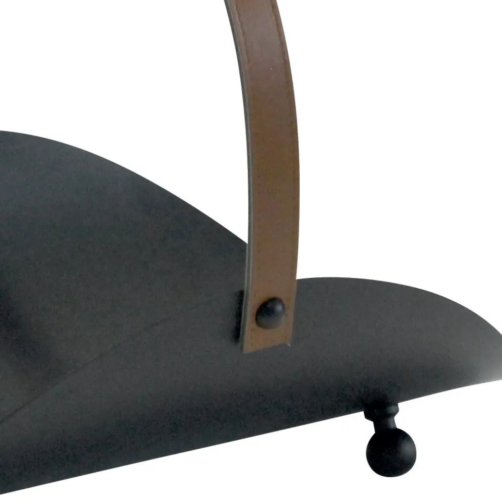 Schwarzer Holzhalter aus Metall mit Ledergriff, hergestellt in Italien – Antilope