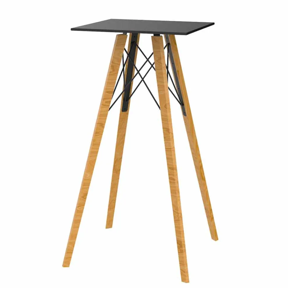Square Design High Bar Tisch in Holz und HPL, 4 Stück - Faz Wood von Vondom
