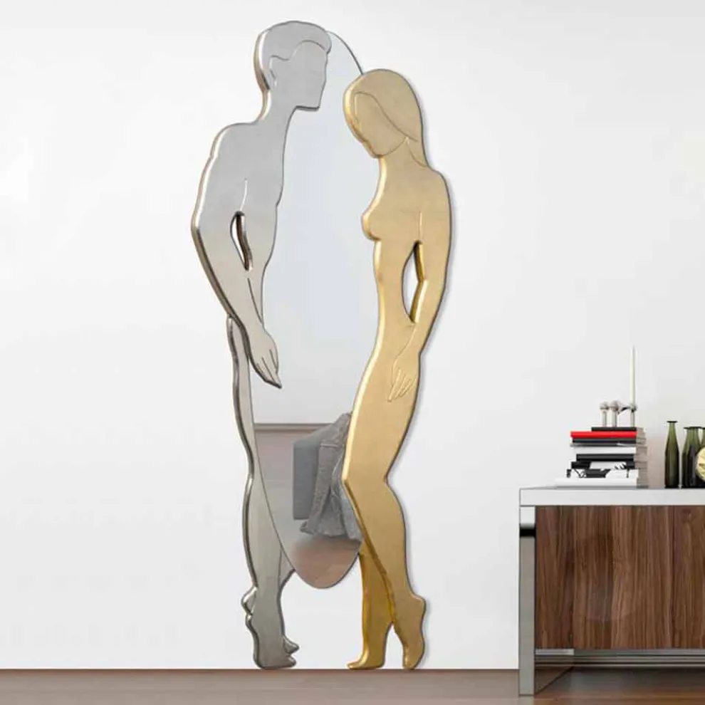 Wandspiegel aus MDF in modernem Design Man&Woman handbearbeitet