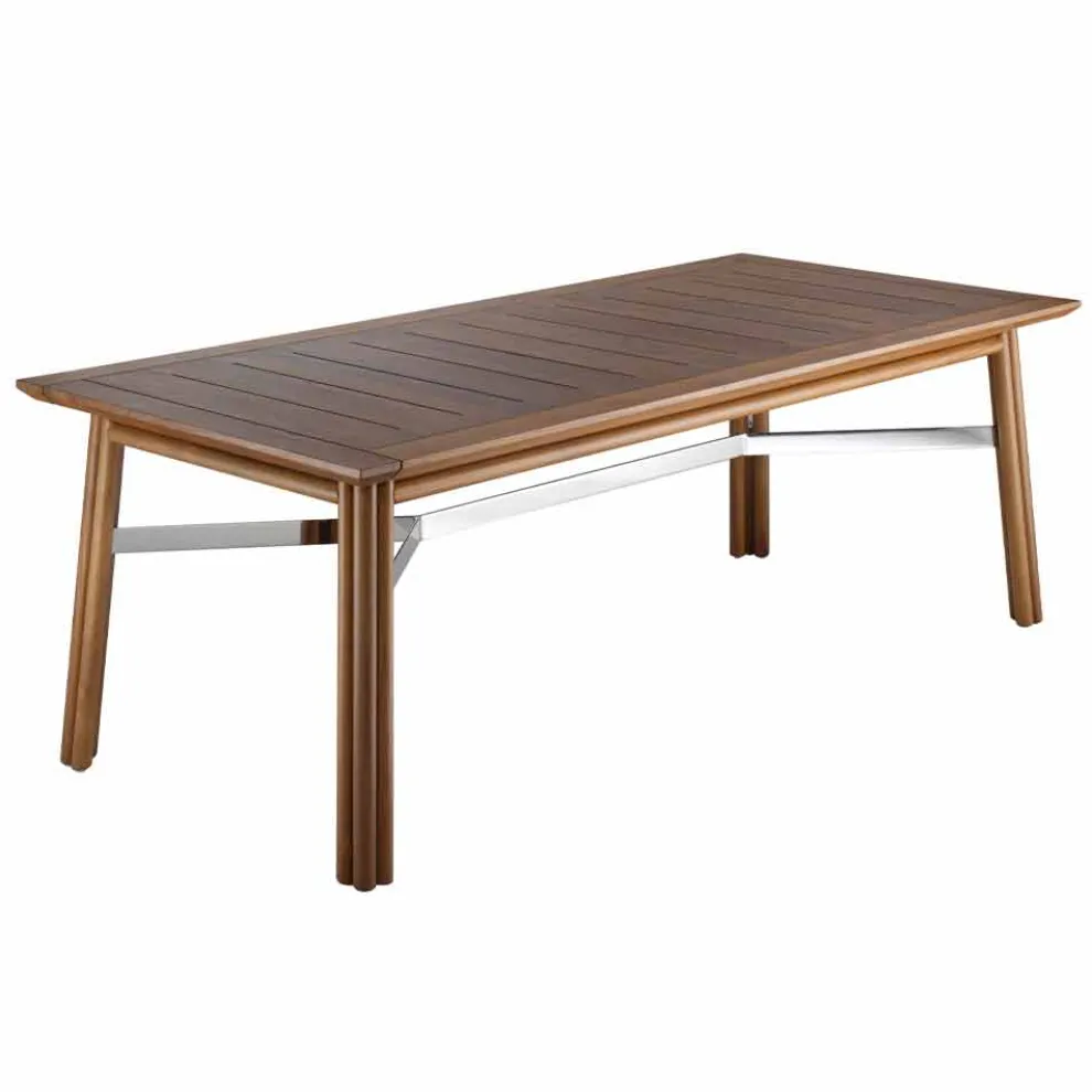 Garten Esstisch aus Natur- oder Schwarzholz, italienischer Luxus - Suzana