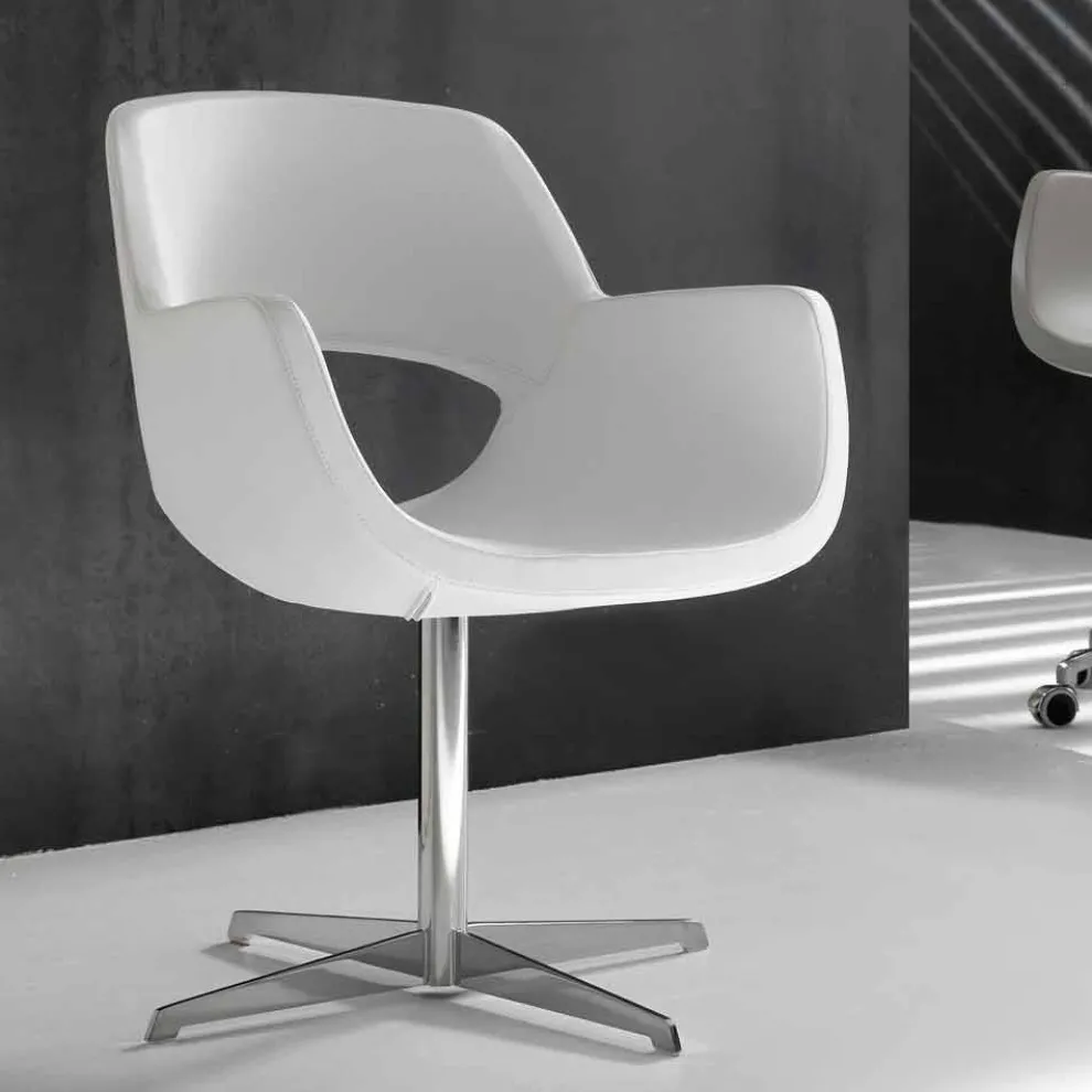 Bürostuhl aus weißem Kunstleder Michelle