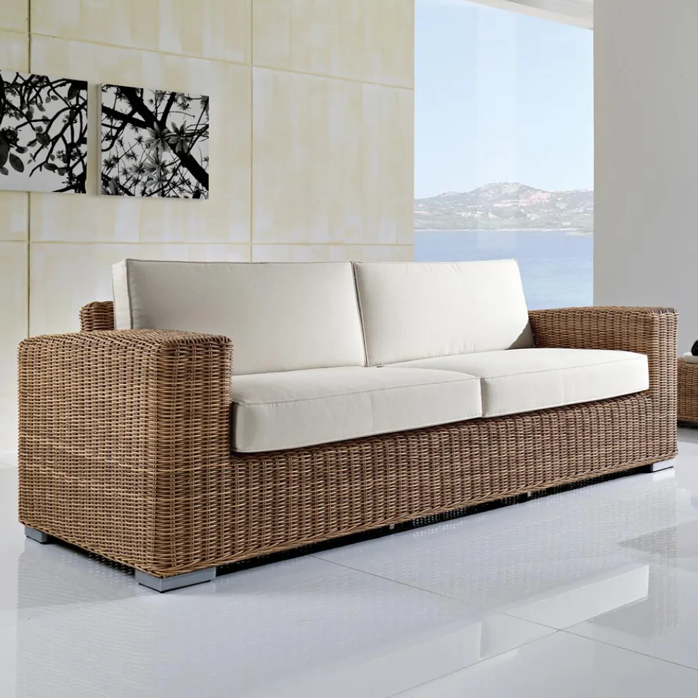 3-Sitzer Gartensofa aus handgewebtem Polyrattan - Yoko