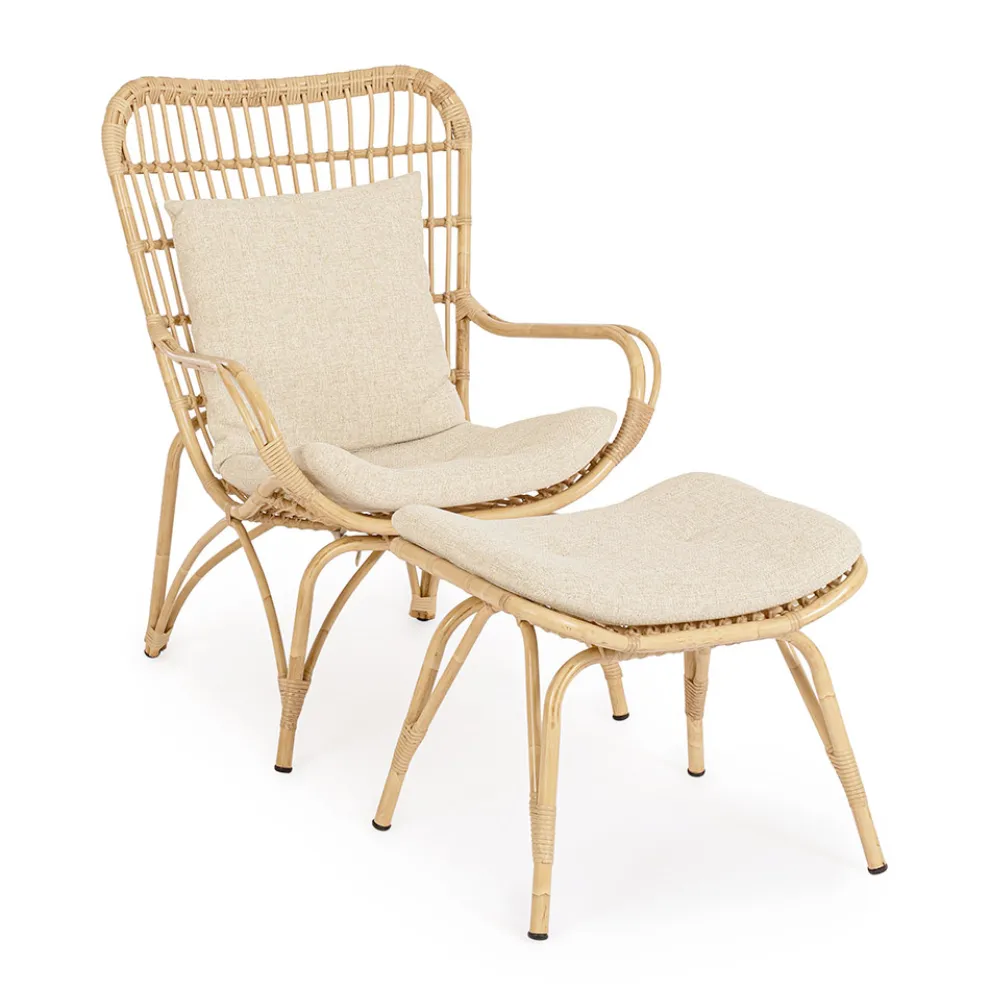 Gartensessel mit Fußstütze und Kunstfasergeflecht - Matter