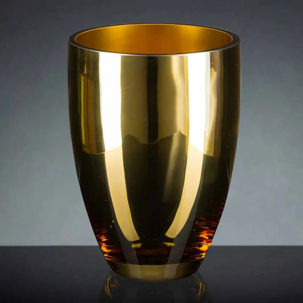 Indoor-Vase aus mundgeblasenem Glas Gold-Finish Handgefertigt in Italien - Taka