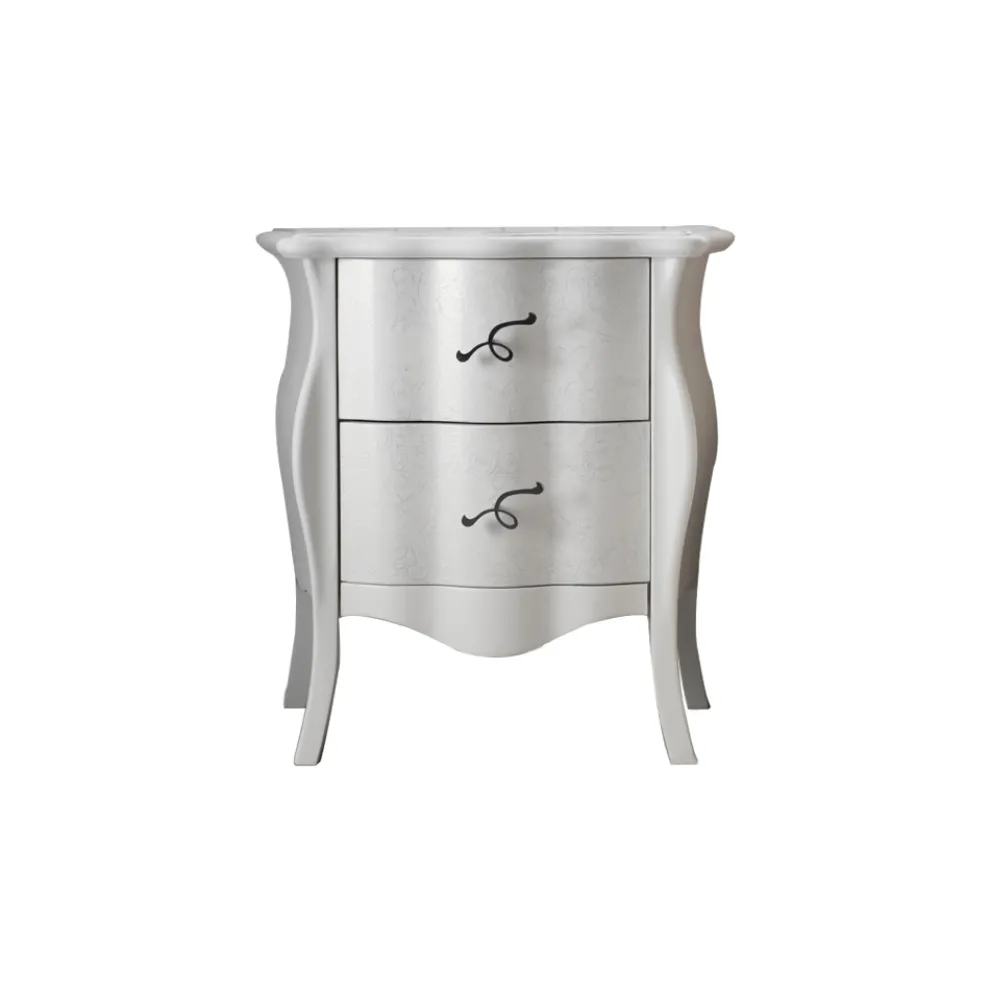 Nachttisch mit 2 Schubladen aus Lindenholz-Tischlerplatte, hergestellt in Italien – Babaevo