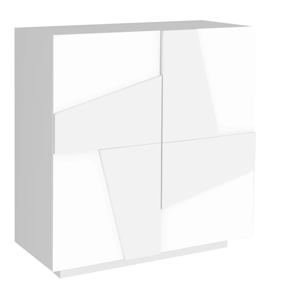 Hohes oder niedriges Schuhregal in nachhaltigem Holzdesign mit 2 oder 4 Türen - Fjona