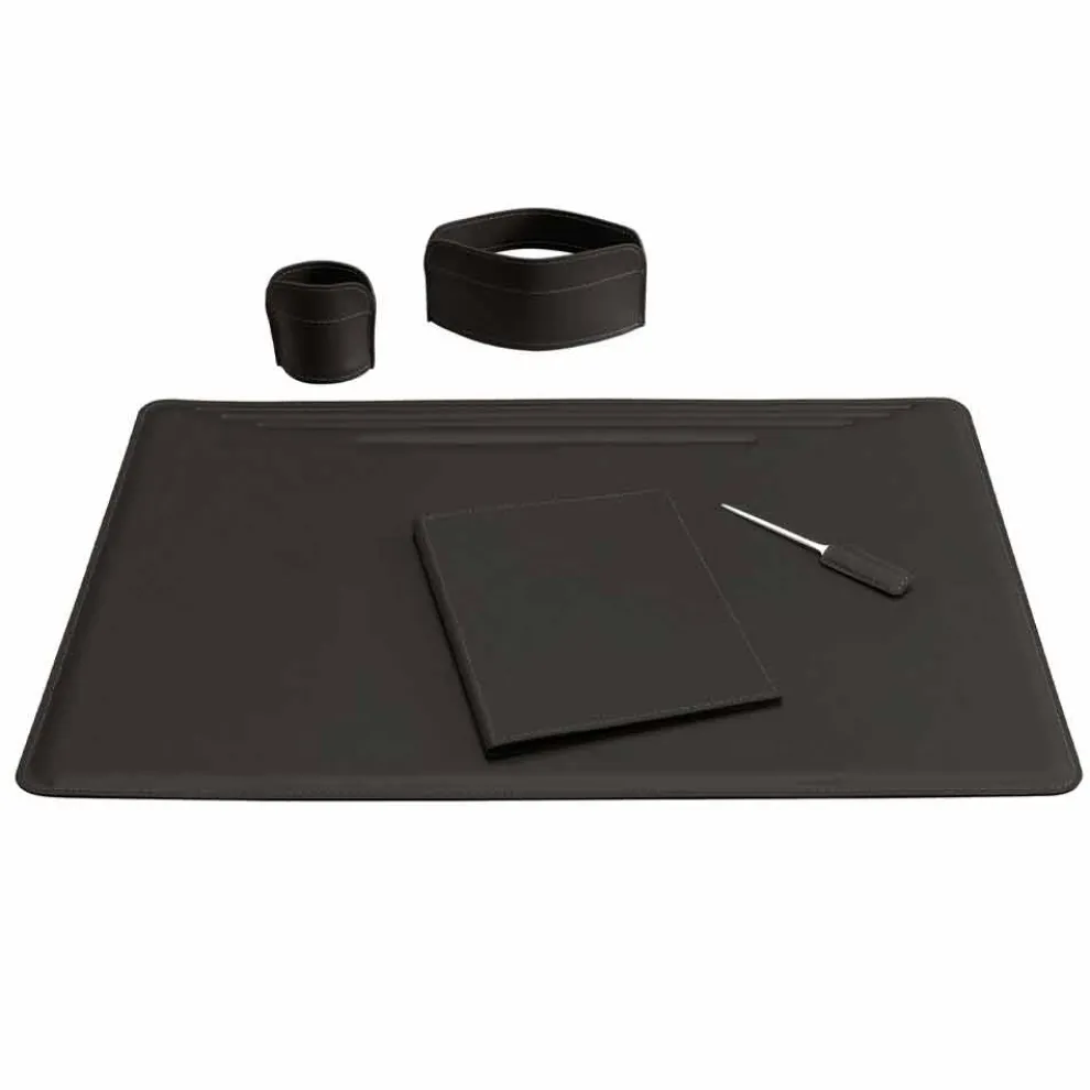 5-teiliges Leder-Schreibtischzubehör Made in Italy - Ebe