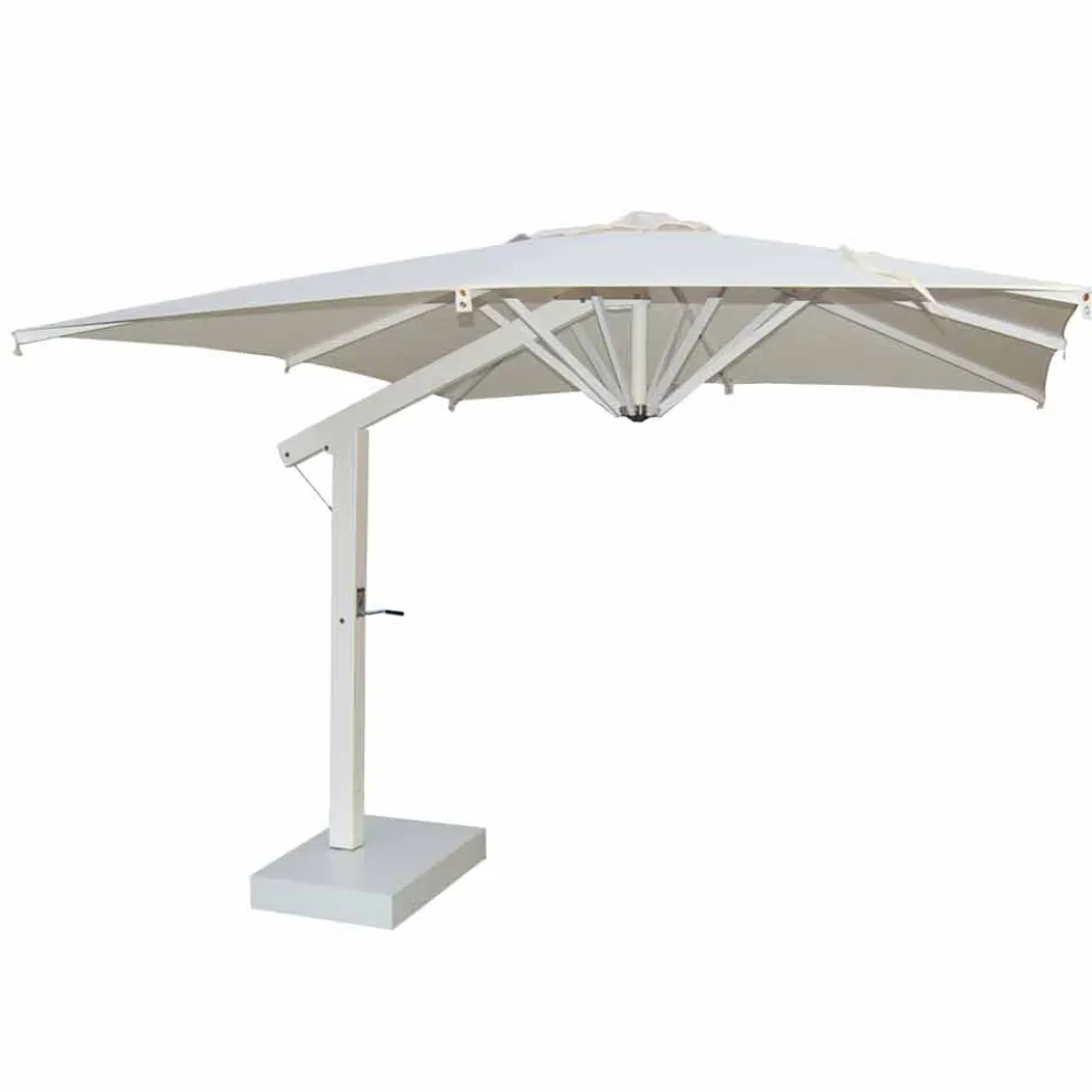 Armschirm 350x350 cm aus weißem oder anthrazitfarbenem Aluminium - Lapillo