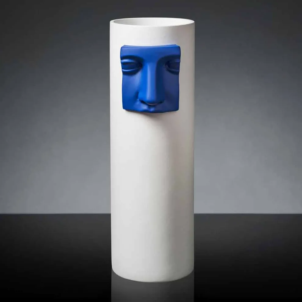 Hohe moderne Keramikvase mit farbigem Einsatz Made in Italy - Lexi