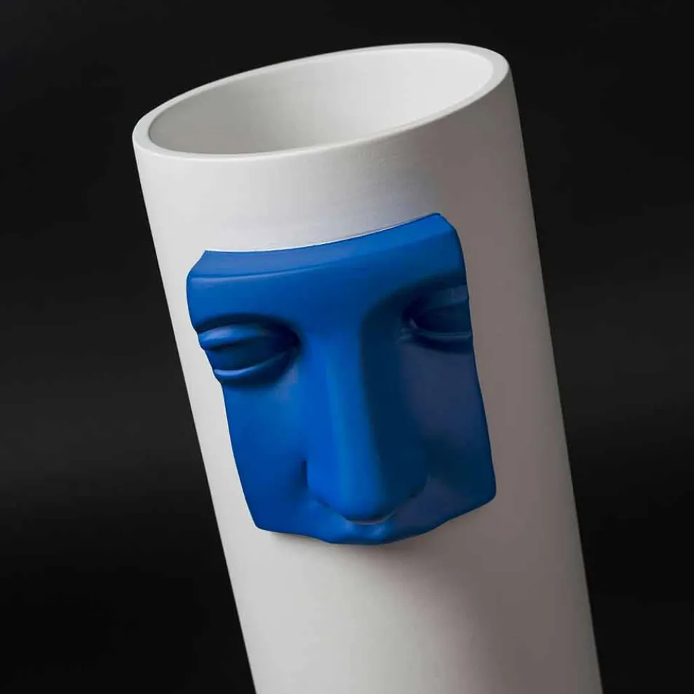 Hohe moderne Keramikvase mit farbigem Einsatz Made in Italy - Lexi