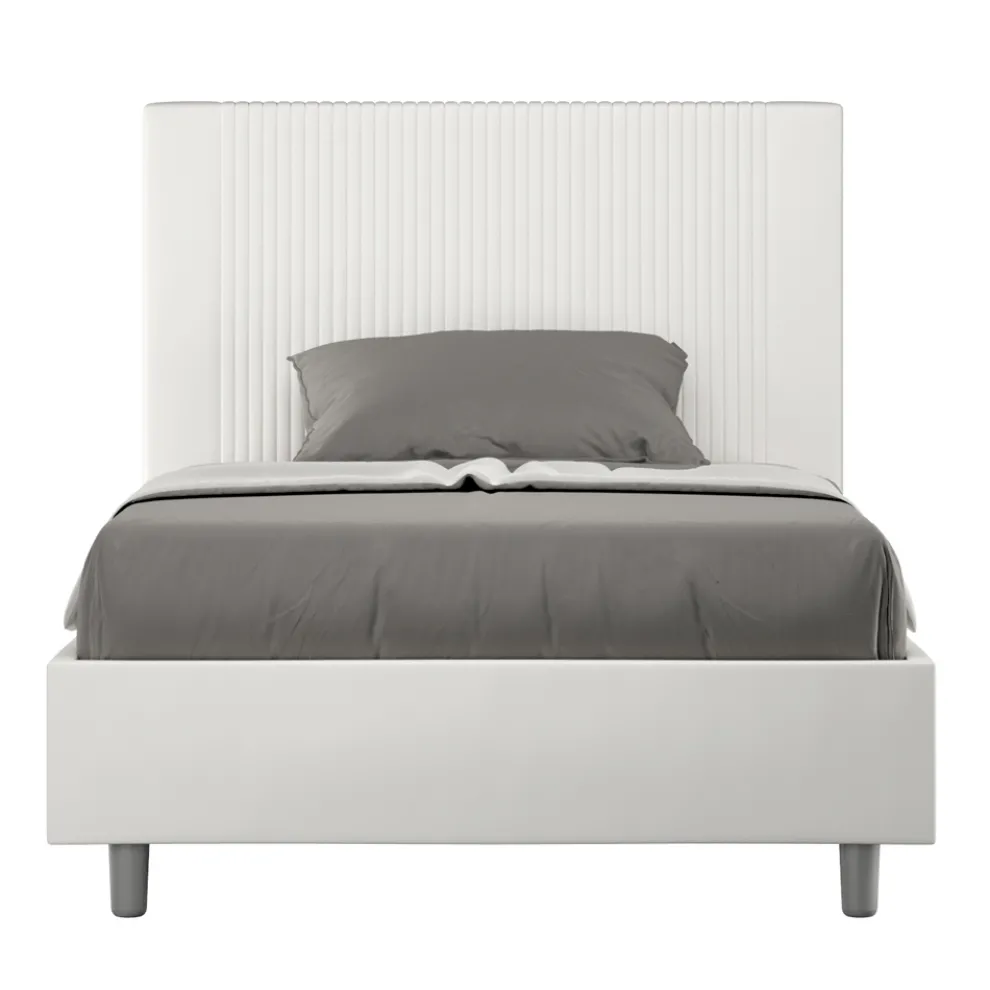Bett 140x200 cm mit Kopfteil verziert mit vertikalen Linien Made in Italy - Pattini