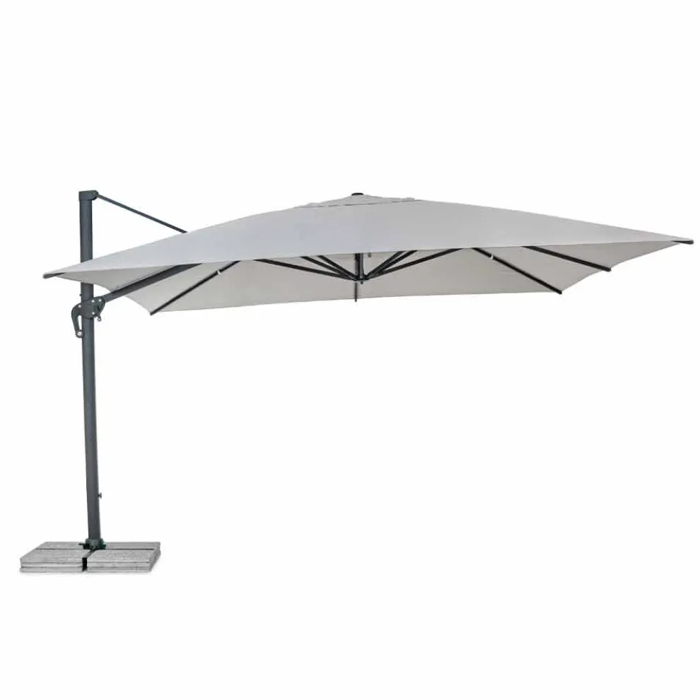 Außenschirm 4x4 aus hellgrauem Polyester und Aluminium - Daniel