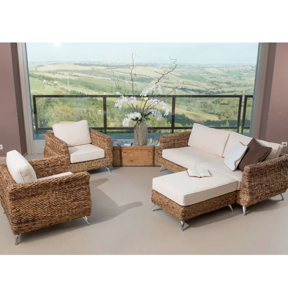 Outdoor-Sessel aus Bananengeflecht mit Kissen - Legolas